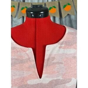 Lucky Brand Pink Camo Tie Front Sleeveless Top Size XL